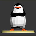 Low Poly Penguin With Black White Body Orange Beak Feet Standing On Yellow Circular Base