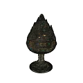 Metal Decorative Ornament Set with Vintage Carved Design Spire Top and Base