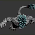 Mythical Fantasy Creature With Teal Mane White Spotted Body Holding Pink Gem