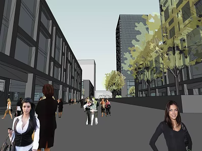 modern office building high-rise commercial office building 3d model