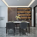 Modern Living and Dining Room Interior With Brown Sofa Round Coffee Table and Abstract Painting