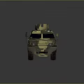 Military Armored Tank Featuring Green Yellow Camouflage Turret Machine Gun And Four Wheels Design