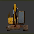 Yellow Construction Excavator With Tracks Bucket Cab And Heavy Duty Design
