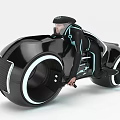 Sleek Futuristic Motorcycle With Black Body Illuminated Rims And Cyberpunk Rider