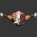 Cute 3D Game Character With Cat Ears Orange White Top Pink Shorts And Green Necklace