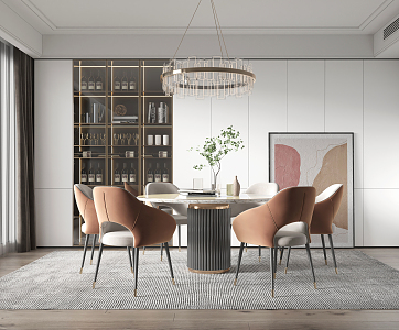 Light Luxury Dining Table and Chair Combination Dining Table and Chair 3d model