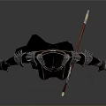 Stylish Black Robe Outfit With Metal Decorations Red Belt Spiked Hands And Red Boots