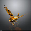 Orange Fantasy Griffin Mythical Creature With Spread Wings And Lion Body