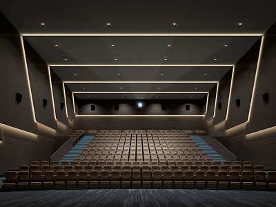 Modern Cinema Hall Interior With Spacious Seating Arrangement And Ambient Lighting 3d model