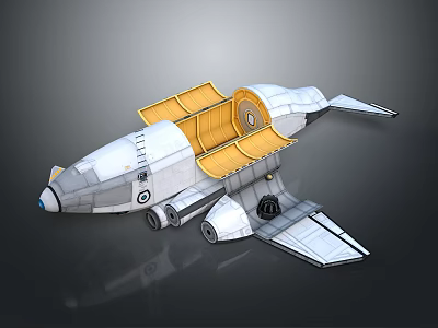 Spacecraft 3D Model With Open Yellow Hatch And Silver Gray Aerodynamic Structure 3d model