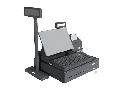 Commercial Kitchen Appliance System With Display Screen Keyboard And Printer 3d model