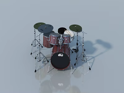 Professional ddrum Complete Drum Set With Multiple Drums Cymbals And Stands 3d model