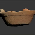 Traditional Handcrafted Terracotta Bowl With Three Handle Like Projections And Rough Surface