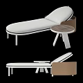 Modern White Lounge Chair With Ergonomic Design And Wooden Side Table
