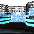 Futuristic Stage Design With Blue Lighting LED Screens And Steps