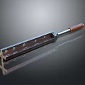 Classic Weapon With Wooden Handle And Metal Blade Featuring Holes On Dark Background