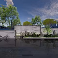 Chinese Style Scenic Wall With Water Pool Reflection And Green Plants In Garden Landscape