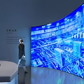 Enterprise Future Tech Display With Curved Digital Screen And Interactive Data Visualization 3d model