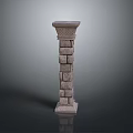 Elegant Architectural Stone Column Showcasing Layered Structure And Intricate Carvings