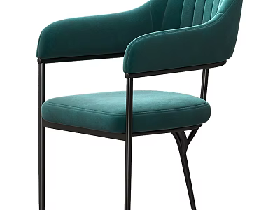 Modern Teal Velvet Accent Chair With Black Metal Frame And Comfortable Design 3d model