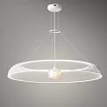 Modern White Circular Chandelier With Sleek Design And Central Light Shade