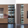 Elegant Modern Kitchen Cabinets With Glass Doors Built In Lighting And Wine Racks
