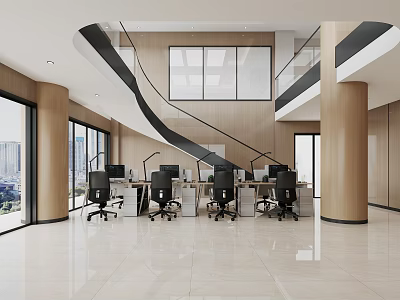 Modern Public Office Area Corporate Hall Lobby 3d model