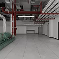 Industrial Factory Interior With Large Equipment Red Pipes High Ceiling Spacious Area And Smooth Floor