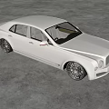 White Luxury Sedan with Black Wheels in Modern Indoor Space on Sleek Reflective Floor