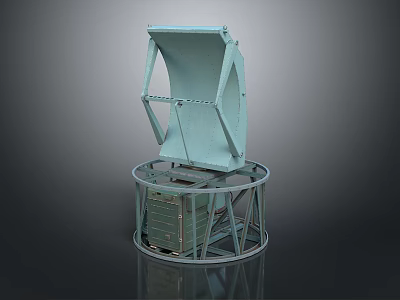 Scenic Blue Green Landscape With Sloped Panels And Circular Base Reflective Surface 3d model