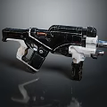Futuristic Sci Fi Gun Design With Black White Metal Structure Grip Barrel and Technological Details