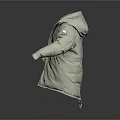 Light Gray Hooded Coat With Zipper Closure And Functional Pockets Design 3d model