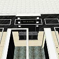 MEANING Modern Furniture Showroom With Black Sofas Red Framed Mirrors Coffee Table And Cabinets
