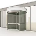 Revolving Door With White Top In Modern Building Featuring Glass Curtain Wall And Sleek Design