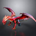 Red Mythical Dragon With Detailed Wings In 3D Rendered Standing Pose