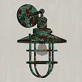 Vintage Verdigris Metal Frame Wall Lamp With Industrial Style Clear Bulb Design