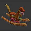 Handcrafted Orange Dinosaur Rocking Chair Sculpture With Artistic Textured Design
