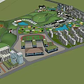 Residential Community Planning Featuring Multiple Buildings Green Areas Parks And Roads