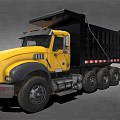 Yellow Heavy Duty Dump Truck With Black Bed And Large Wheels