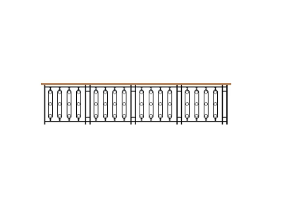 Decorative Metal Fence with Vertical Bars and Top Rail for Outdoor Use 3d model