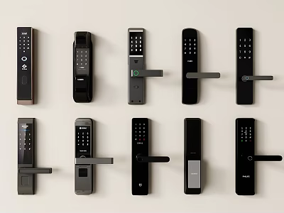 Smart Modern Door Handles With Digital Keypad Fingerprint Scanner And Sleek Design 3d model