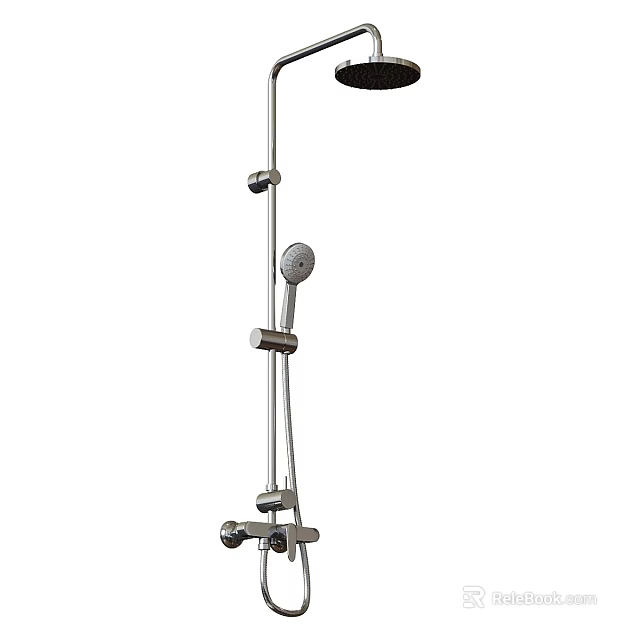 Modern Chrome Shower Faucet with Handheld Sprayer Fixed Head and Adjustable Design Features 3d model 