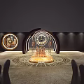 Elegant Exhibition Entrance with Curved Structure Illuminated Strips and Circular Artisan Life Design