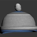 Textured Dome Shaped Hat With Blue Trim And Decorative Top Design 3d model