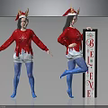 Children In Red Christmas Sweaters With Antler Santa Hats Posing By BELIEVE Sign