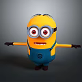 Cute Minion Toy Figure With Yellow Body Blue Overalls Big Eyes And Open Arms
