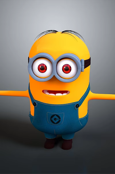 Cute Minion Toy Figure With Yellow Body Blue Overalls Big Eyes And Open Arms 3d model Cute Minion Toy Figure With Yellow Body Blue Overalls Big Eyes And Open Arms 3d model