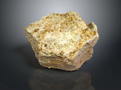 Beige Stone With Golden Specks Placed On Wooden Surface For Natural Decor 3d model
