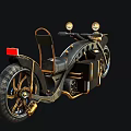 Vintage Motorcycle with Gold and Black Accents Classic Design Headlights Seat and Wheels