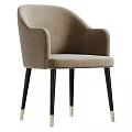 Light Beige Velvet Single Chair with Modern Design and Black Wooden Legs with Golden Tips